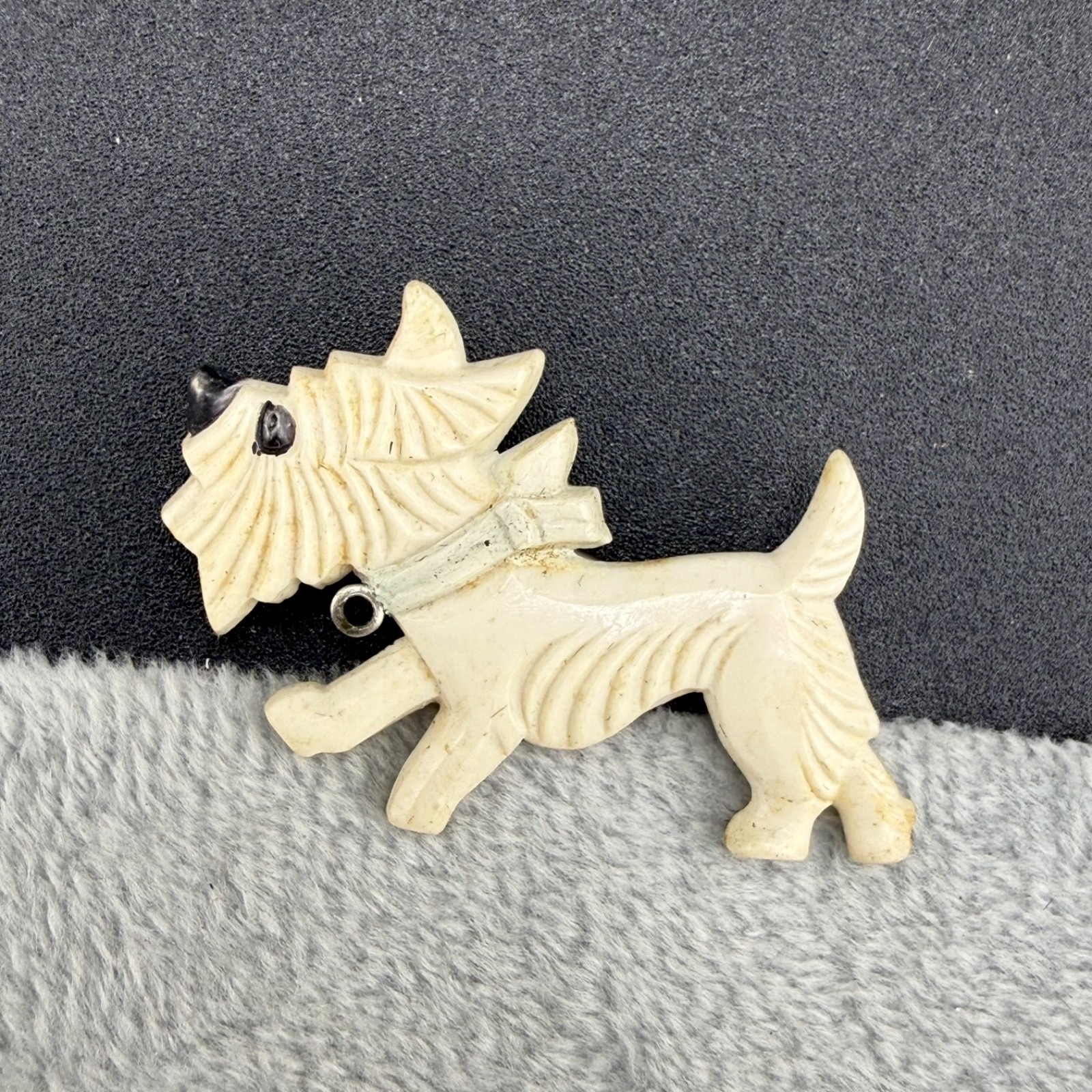 Vintage Celluloid Brooch Dog